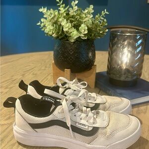 Vans Kids White and Black Sneakers